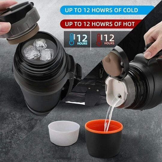 Havendro Thermos Flask with 2 Cups Handle for Camping