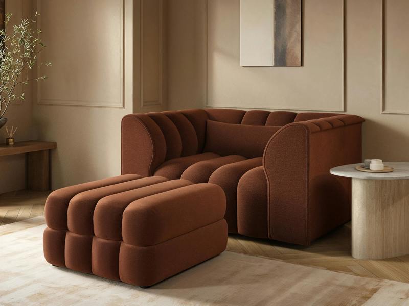 Halle Loveseat with Footstool - Burnt Orange