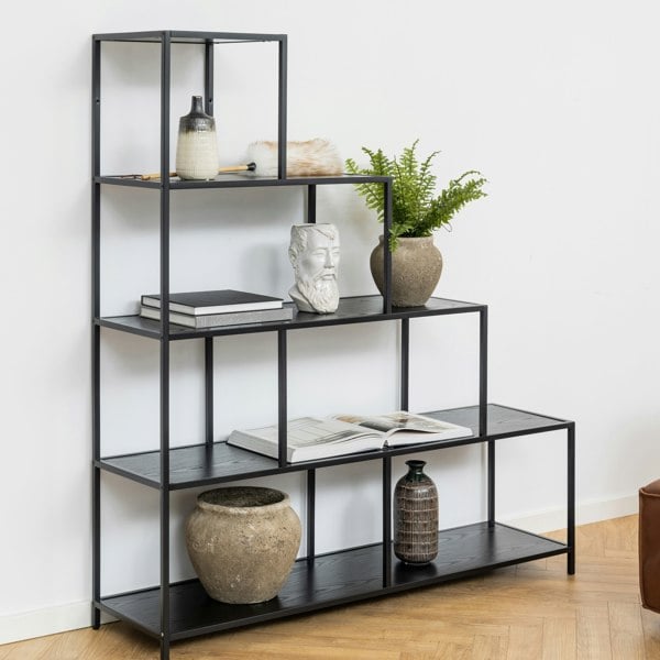 Furniture To Go Seaford Bookcase with 4 Shelves in Black