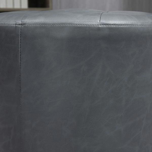 Dyzi 360° Swivel Faux Leather Footstool Padded Steel Base Grey