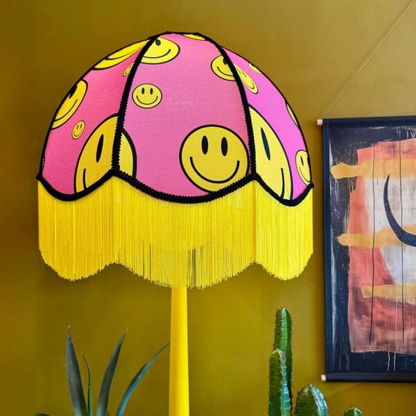 Love Frankie Pink Acid Drops Smiley Face Vintage Dome Lampshades