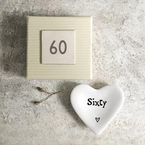 60th Birthday Porcelain Heart Trinket Dish – Sixty
