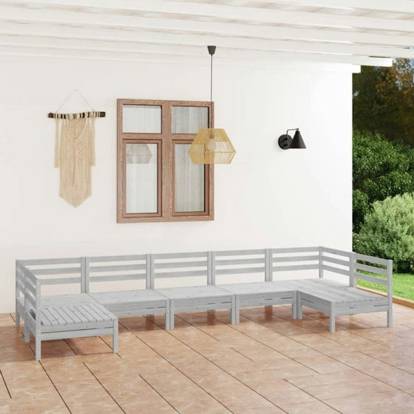 Berkfield 7 Piece Garden Lounge Set White Solid Wood Pine