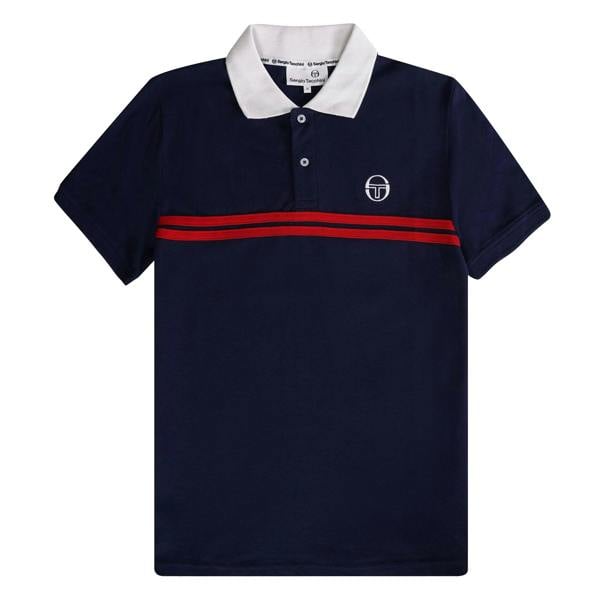 Sergio Tacchini Supermac Polo Shirt Maritime Blue/Adrenaline Rush