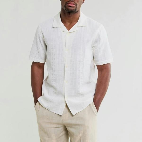 Wax London Didcot Double Weave Seersucker Short Sleeve Shirt
