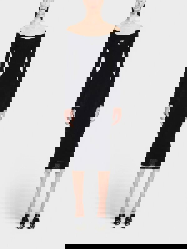 Off - White Off Stamp Slick Scoop Mididre Dress Black - Supplied FashionOff White