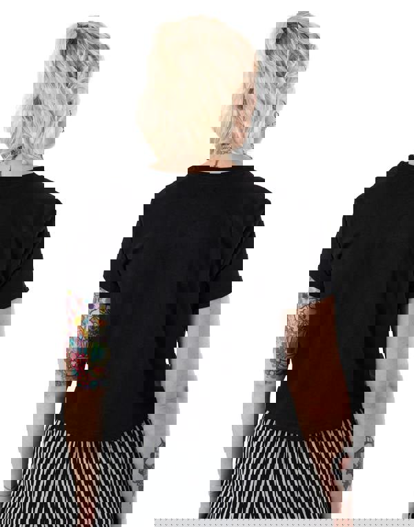 Beetlejuice Womens Black Beetlejuice Logo Crop Top Cropped Short Sleeved T-Shirt