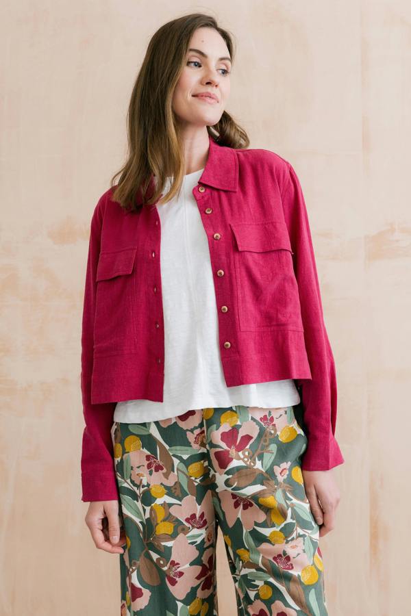 Lily & Me Grasslands Linen Blend Jacket Boysenberry