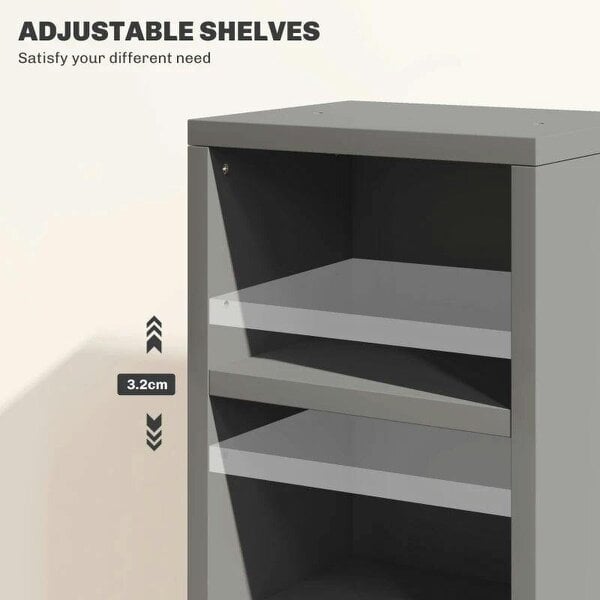 Bobobiy Set of 2 CD Media Display Shelf Unit Tower Rack with Adjustable Shelves, High Gloss Grey