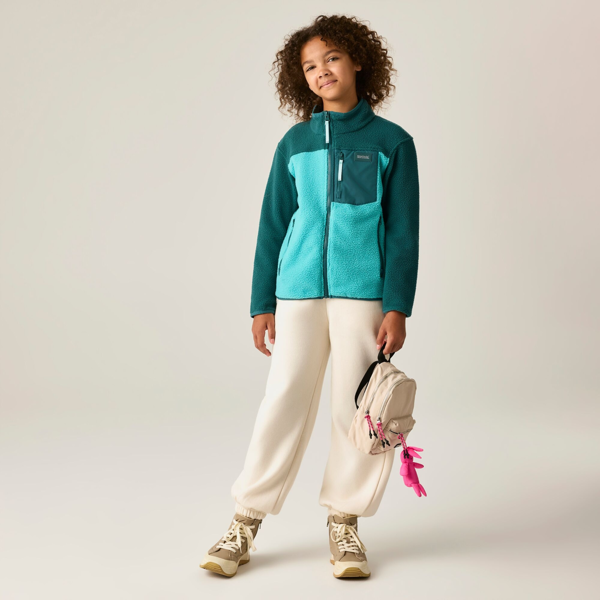 Regatta Kids Frankie Colour Block Fleece Jacket - Mediterranea/Turquoise