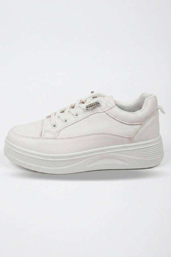 Constance Chunky Sole Lace Up Trainers - White