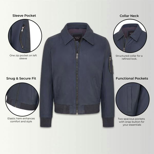 Infinity Leather Mens A2 Cowhide Leather Bomber Jacket-Eura