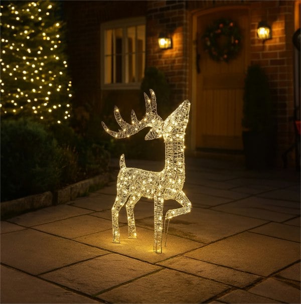 Xmas Haus 35CM Silver LED Christmas Festive Holiday Deer