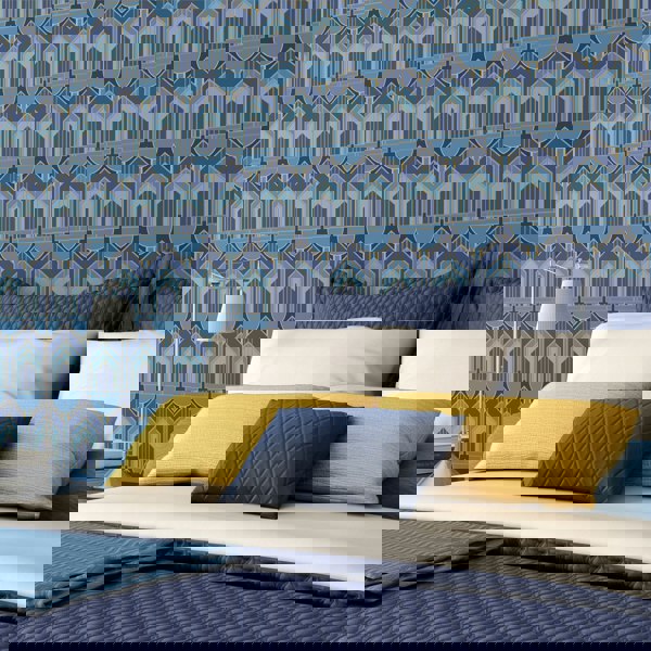 Hoopla Walls Deco Arch  - Navy Blue 10m Wallpaper