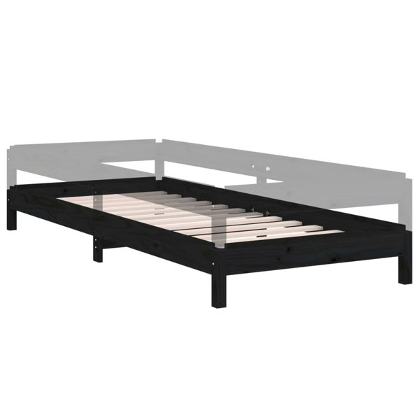 Berkfield Stack Bed Black 75x190 cm Solid Wood Pine