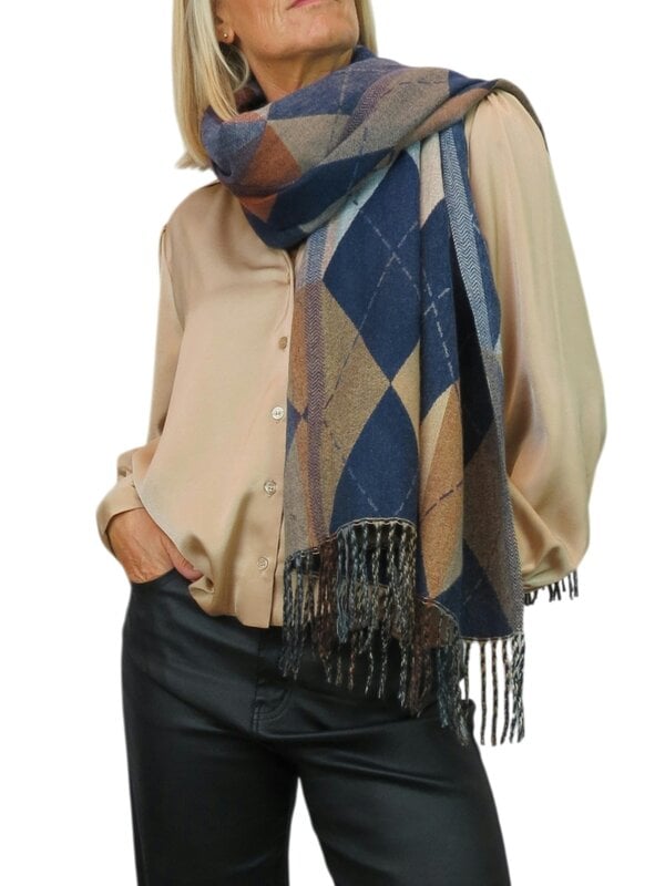 Paulo Due Wool Blend Reversible Argyle Pashmina Scarf