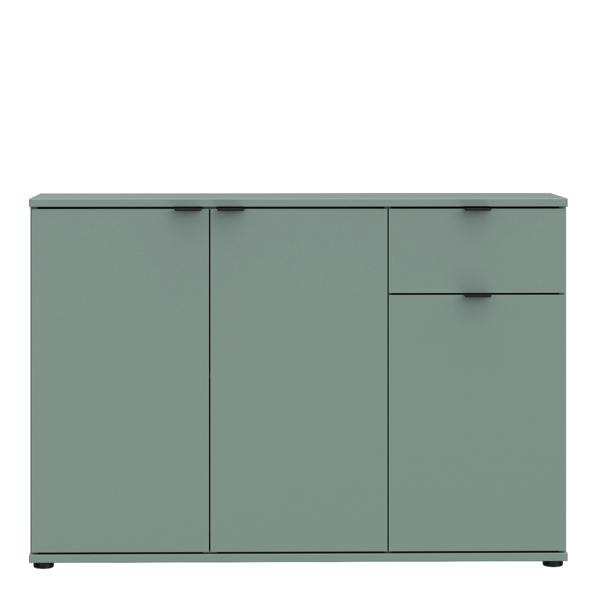 Furniture To Go Ganymede Wide 3 Door Cupboard with Drawer in Sage Green