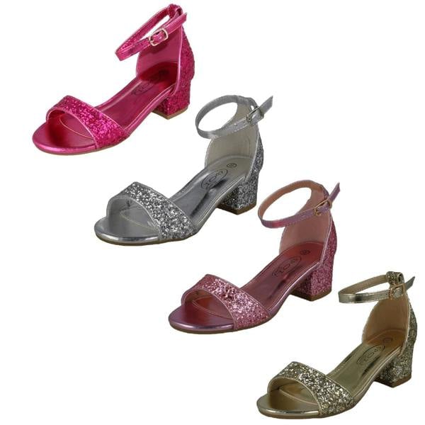 Spot On Girls Spot On Mid Heel Glitter Sandals H1107