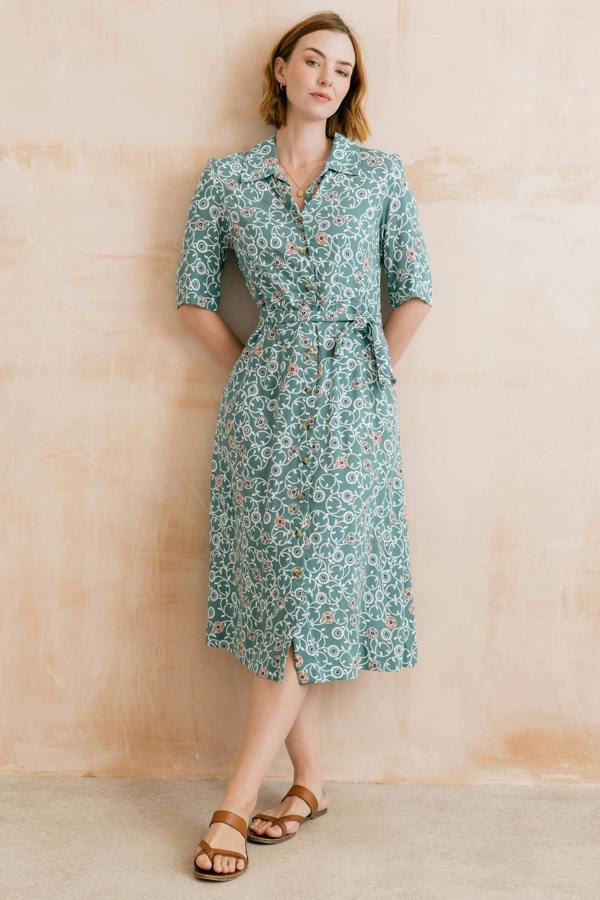 Lily & Me Robyn Belted Tea Dress Ocean