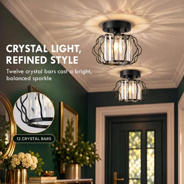 HOMCOM Crystal Ceiling Light Fixtures, Ceiling Lighting, 2 Pack