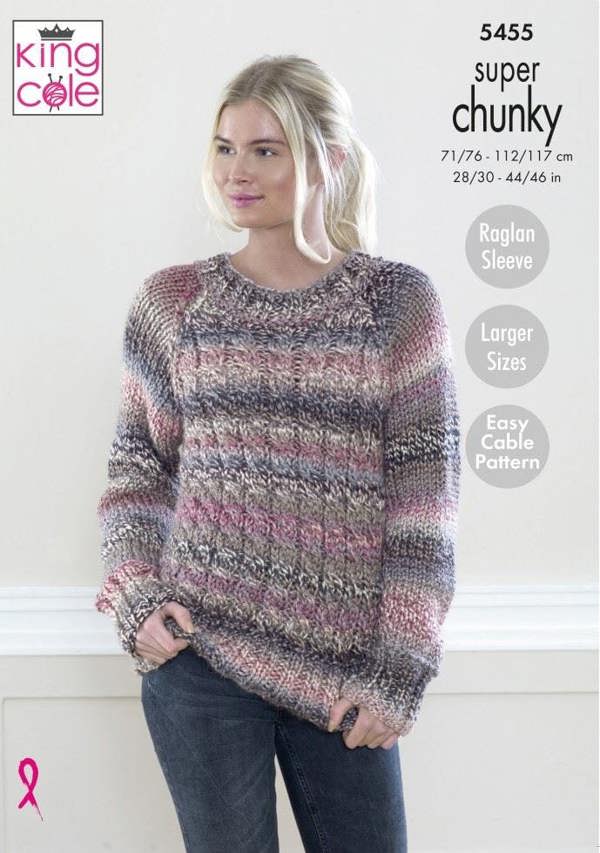 King Cole Explorer Super Chunky Knitting Pattern 5455, Sweaters, Headwear, Scarves for Women, 28 - 46 Inches - Easy
