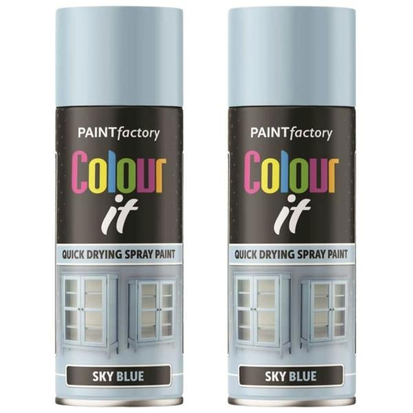 Paint Factory 2X  Sky Blue Gloss Spray Paint 400ml