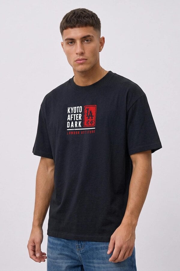 London Attitude Kyoto After Dark Oversized Heavyweight Japanese Graphic T-Shirt