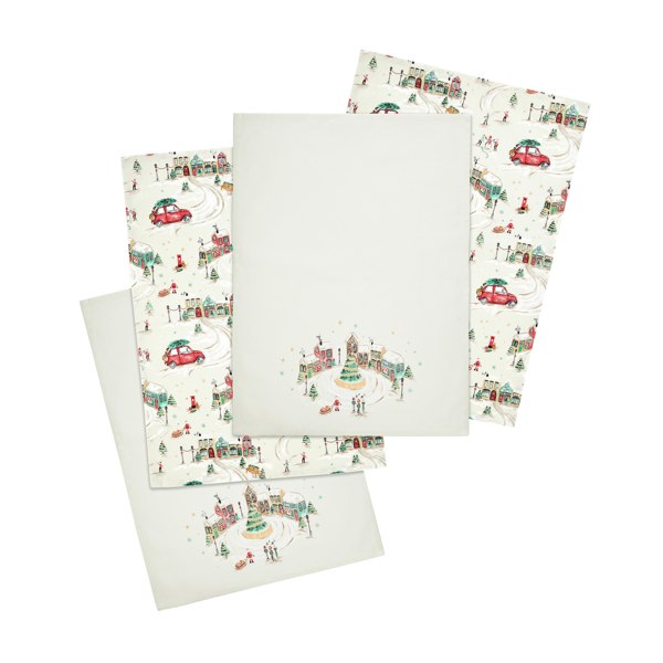 Catherine Lansfield Christmas Town Cotton Kitchen Tea Towel Pack of 4 Natural