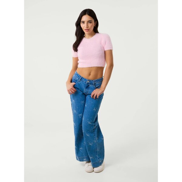 Pink Vanilla Short Sleeve Fluffy Knit Jumper
