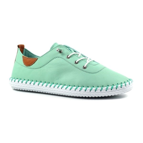 Lunar Women's St Ives Leather Plimsolls - Mint