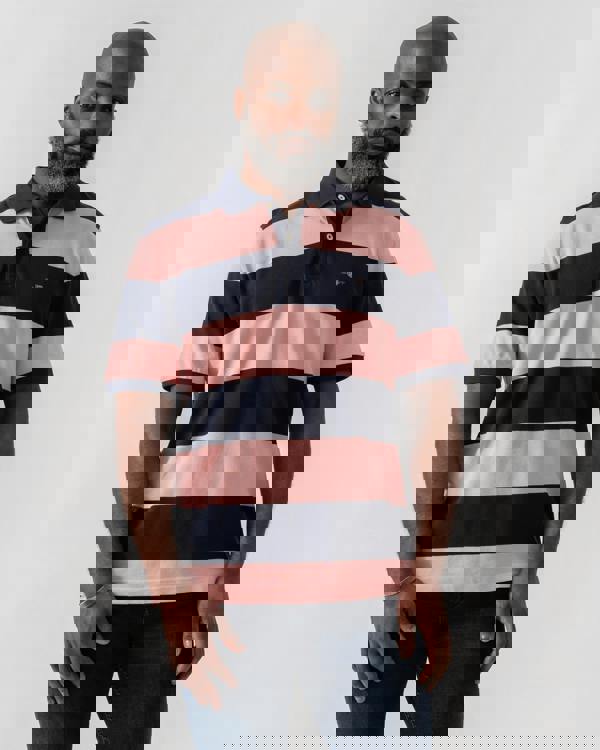 GANT Mens Block Stripe Polo - 671 Bubblegum Pink