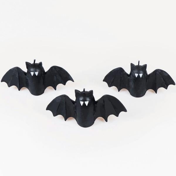 Abode Home & Gifts Set of Three Black Bat Halloween Candles