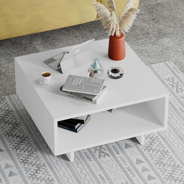 Decortie Hola Modern Coffee Table Multipurpose Storage Compartment 60x60x32 cm