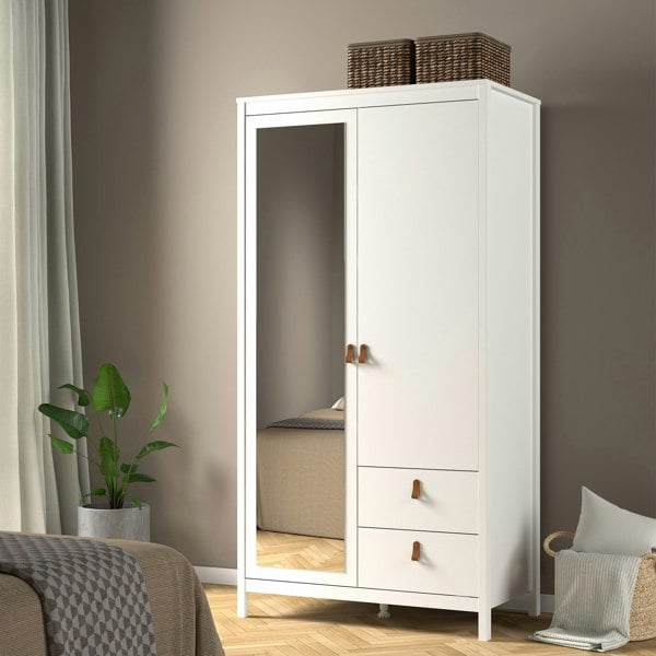 Furniture To Go Barcelona Wardrobe with 1 door + 1 mirror door + 2 drawers White