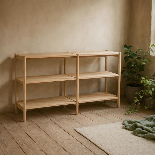 Wyld Haus Berrytwist Scandi Natural Oak Veneer Bookcase 4 Shelves