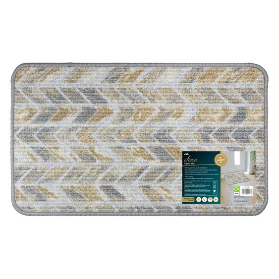JVL Fiora Machine Washable Indoor Mat - 44 x 75cm - Quartz Chevron
