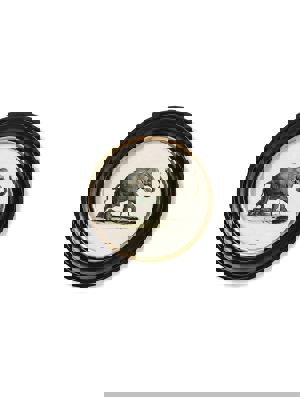 Exceptional Art c.1846 Elephants in Round Frame