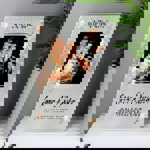 Personalised Memento Company Personalised Cute Hexagon Design 4x4 Glitter Glass Photo Frame