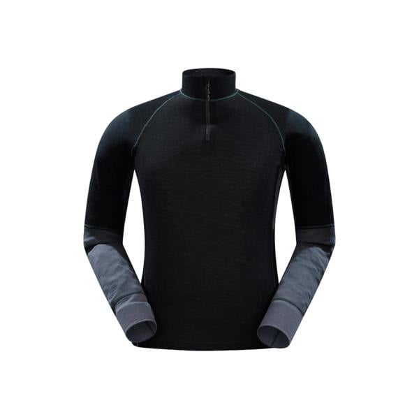 Mountain Warehouse Mens Ultra Merino Wool Zip Neck Base Layer Top - Black