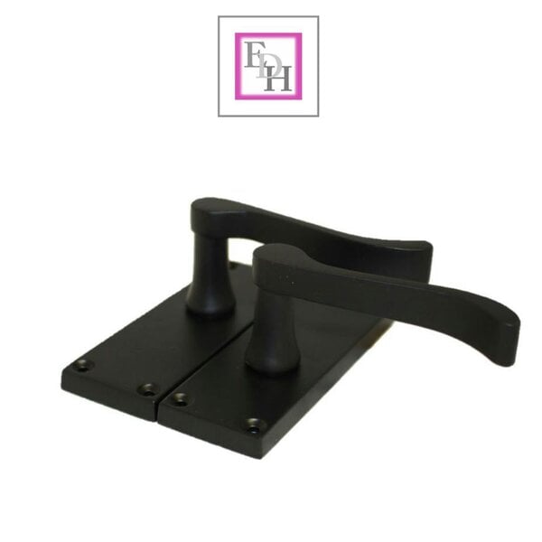 EDH Door Hardware Matt Black Victorian Scroll Door Handles on Backplate – 118mm x 42mm 6 Pairs + Tubular Latches