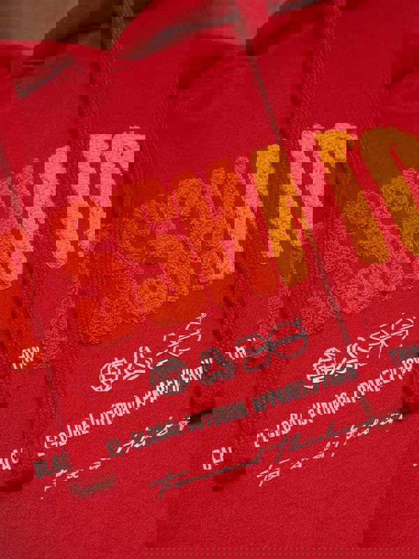 Crosshatch Flocked Hoodie Red