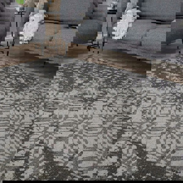 Machine Washable Flatweave Rug Geometric Black