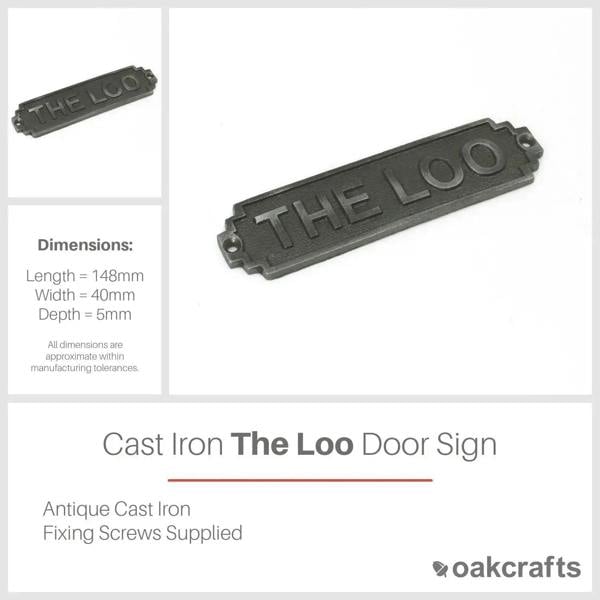 Antique Cast Iron The Loo Door Sign/Plaque - 148mm