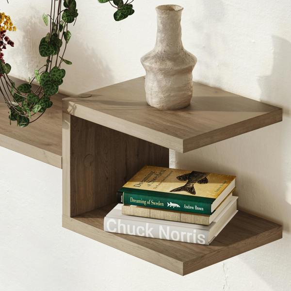 Decortie Fork Modern Wall Mounted Floating Shelf Unique Design Set 2 Piece Shelf 75cm