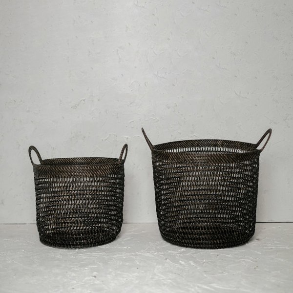 Large natural rattan laundry basket set 35 and 40cm woven storage