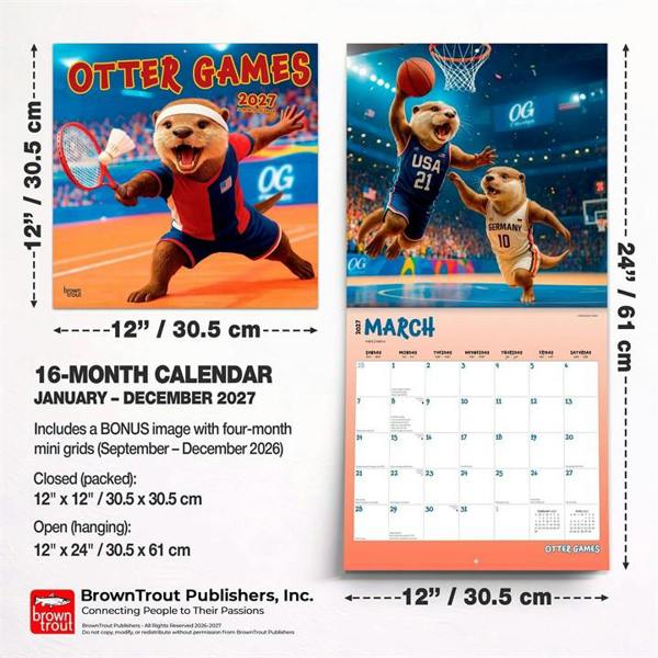 Otter Games Calendar 2027, Wall Calendars, Month To View, Animals, Gift