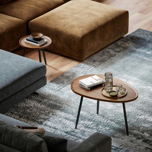 Wyld Haus Suta Noni Metal And Wood Chestnut Finish Set Of 2 Nesting Coffee Tables 80 cm