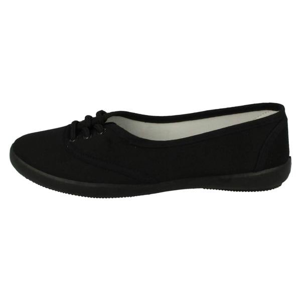 Spot On Ladies Spot On Canvas Flat Ballerina Pumps F8854