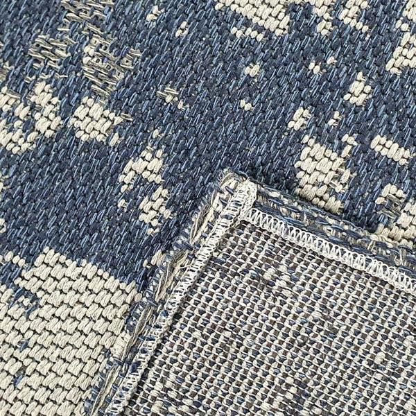 Viva Rugs Cotton Rug Navy and Grey Flatweave Mottled Small Extra Large XL Woven Mat Living Room Bedroom Carpet Abstract Oil Painting Pattern
