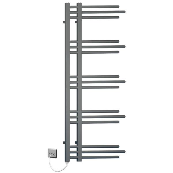 MYHOMEWARE Anthracite Grey Sydney Designer Pre-Filled Electric Towel Rail Bathroom Radiator 500mm x 1200mm